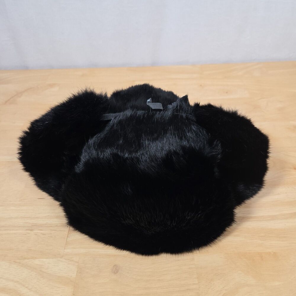 Golden Swallow Sz L Black Rabbit Fur Hunting Hat Vtg Trapper Hunters